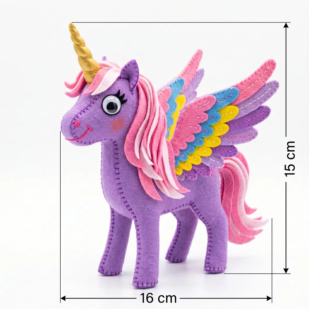 DIY Purple Unicorn with Rainbow Wings Kids Sewing Kit Craft Set