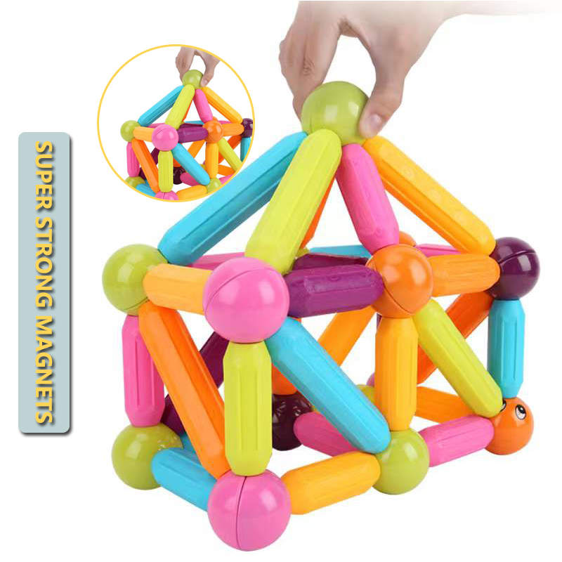 2024 New DIY Assembly Magnetic Stick Building Blocks STEM Magnetic Rods and Balls Toy for Kids Learning