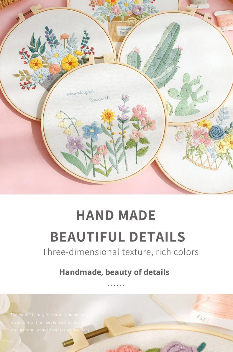 Diy Cross Stitch Hand Embroidery Kit Sets Flower for Beginner Handmade Linen Gift DIY Kit