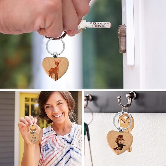 Trending EU Kids Learning Kits Polished Wood Keychain Blanks with Split Rings DIY Engraving Crafts for Educational Gifts