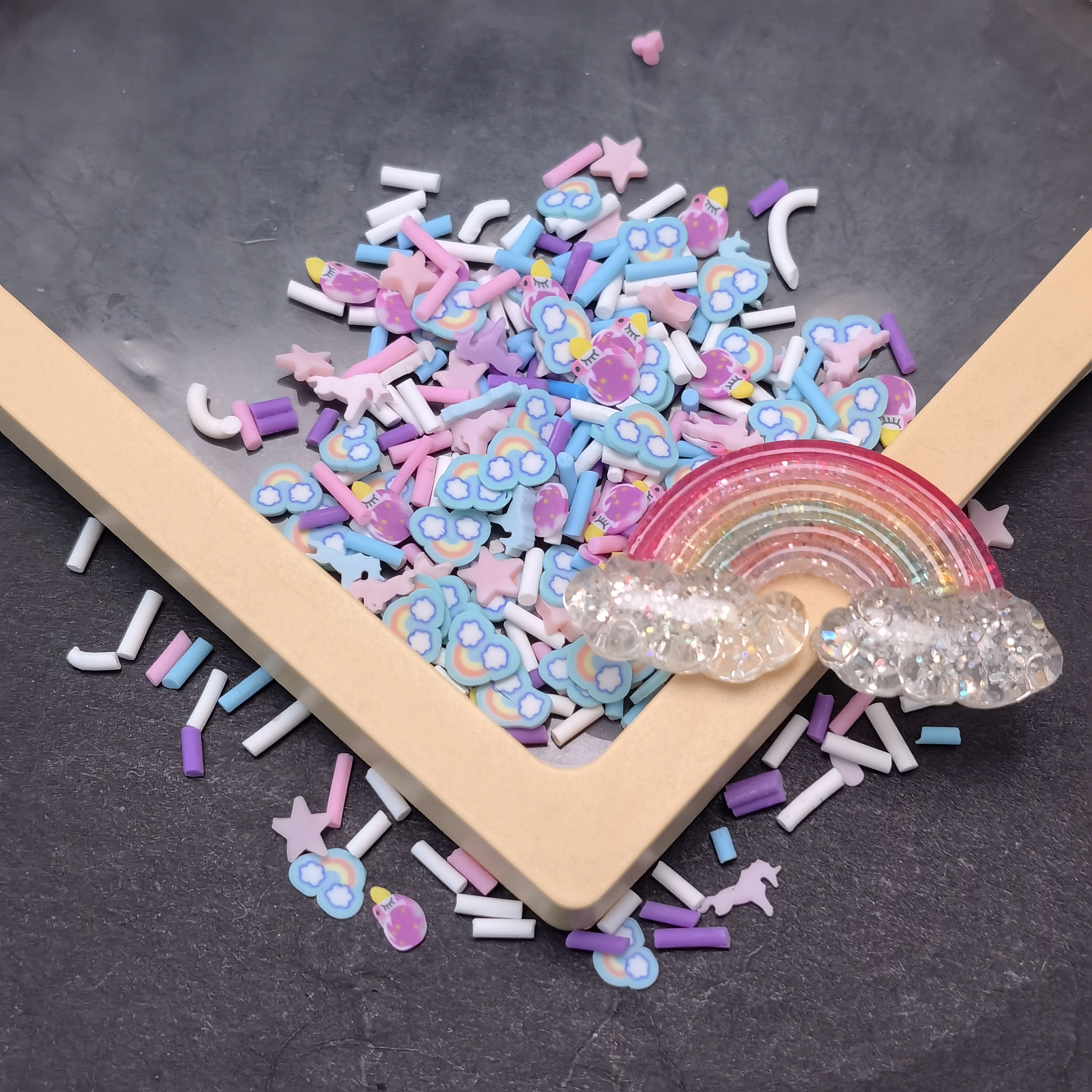 30g ODM Rainbow Colorful Beads Soft Clay Sequins Slime Making Kits DIY Kids Crafts Polymer Clay Pieces Kids Toys