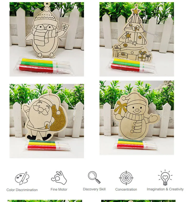 Rustic Wooden DIY Christmas Decoration Kit for Creative Painting