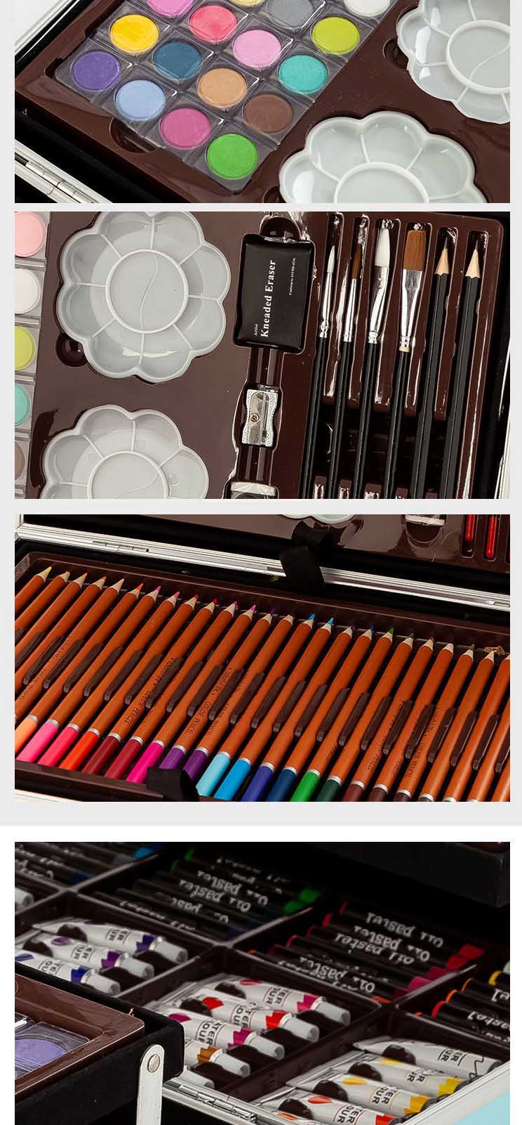 DIY Art Set Kids Art Supplies Wooden Case Kit Painting &amp; Drawing for Teens Boys Girls Gifts Toys
