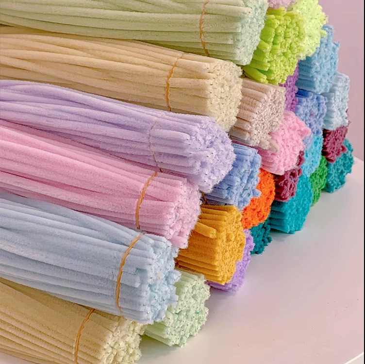 100pcs Multi-Color Chenille Stems Craft Supplies White Soft Pink Pipe Cleaners Roll Educational Toys Chenille Craft Kits
