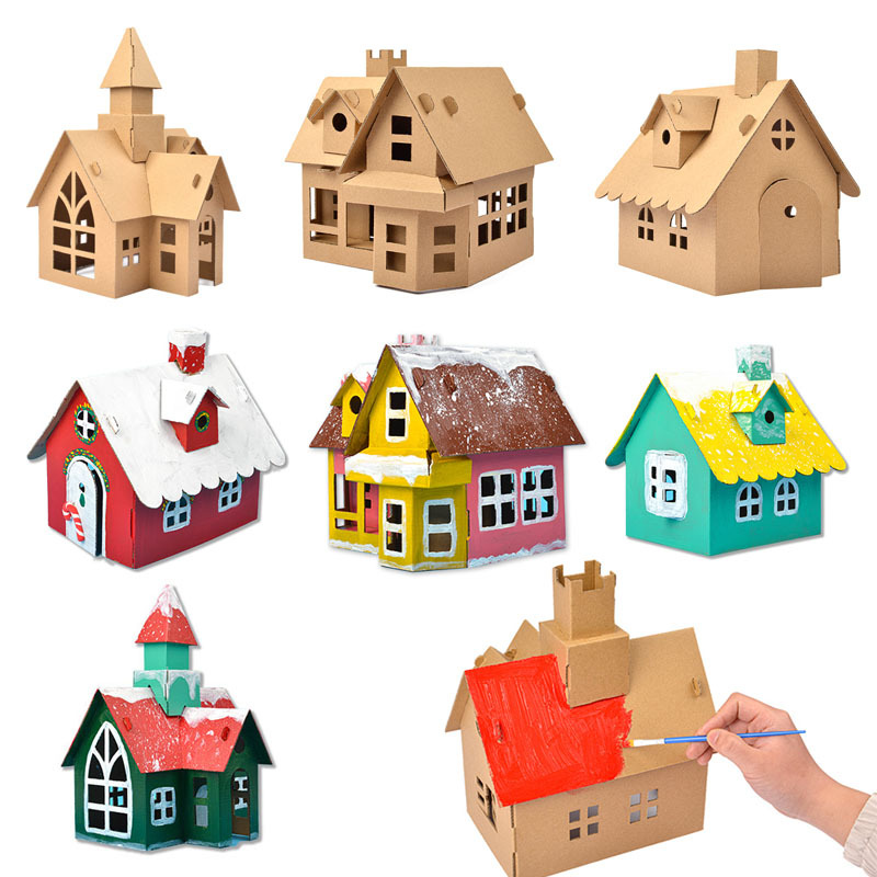DIY Assembly Corrugated Paper Craft Kids DIY Model 3D Jigsaw Foldable Cardboard Toy With Painting