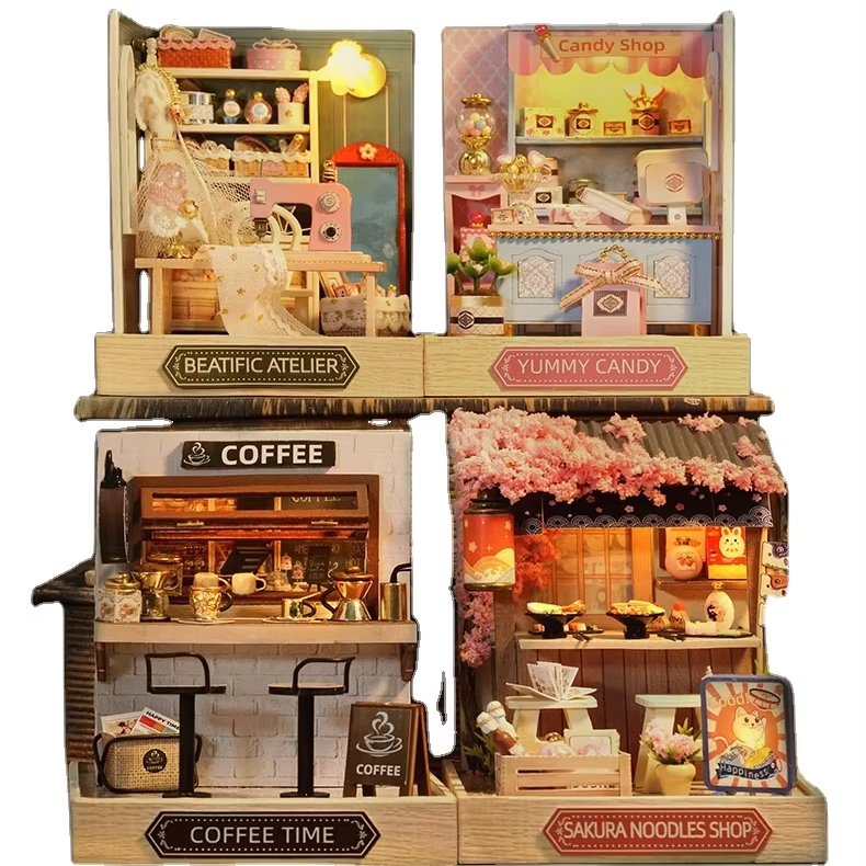 Charming Wooden Dollhouse DIY Kit-Snap Together Mini Cottage Creative Craft Activity Thoughtful Gift Idea for Women 51-100