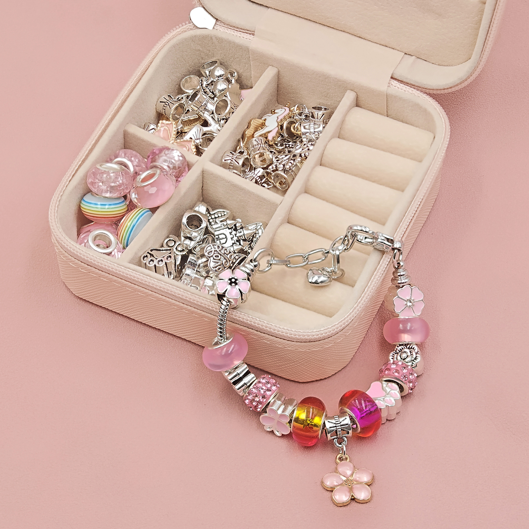 Kids Jewelry Bead Set Polymer Clay Craft Bead Sets DIY Necklace Bracelet Making