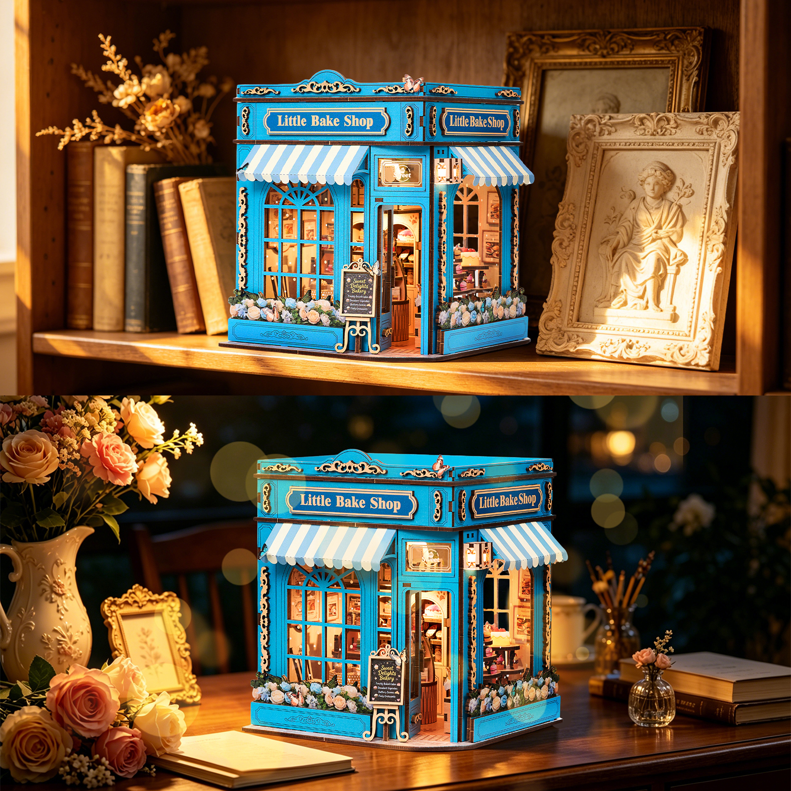 Exquisite Little Magic Castle DIY Miniature Dollhouse Kit 3D Wooden Puzzle LED Light Luxury Eco-friendly Handmade Home Decor