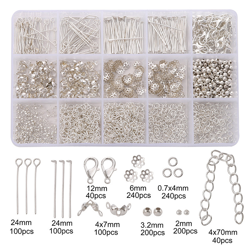 15-Grid Metal Jewelry Making Kit with Hooks Beading Tools Organizer Box Complete DIY Set for Bracelet Necklace Earring Crafting