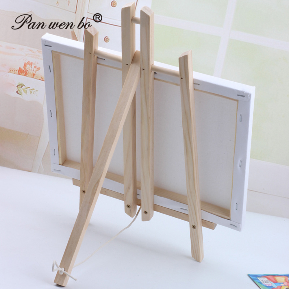 Factory Wholesale Mini Canvas And Natural Wood Easel Set Multi Size Mini Wood Easel With Canvas Sets For Kids Painting