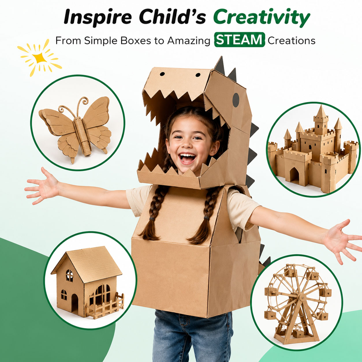 20w 50v Kids Cardboard Cutter Ages 3+, Safe DIY Kit ,STEM Craft Toy