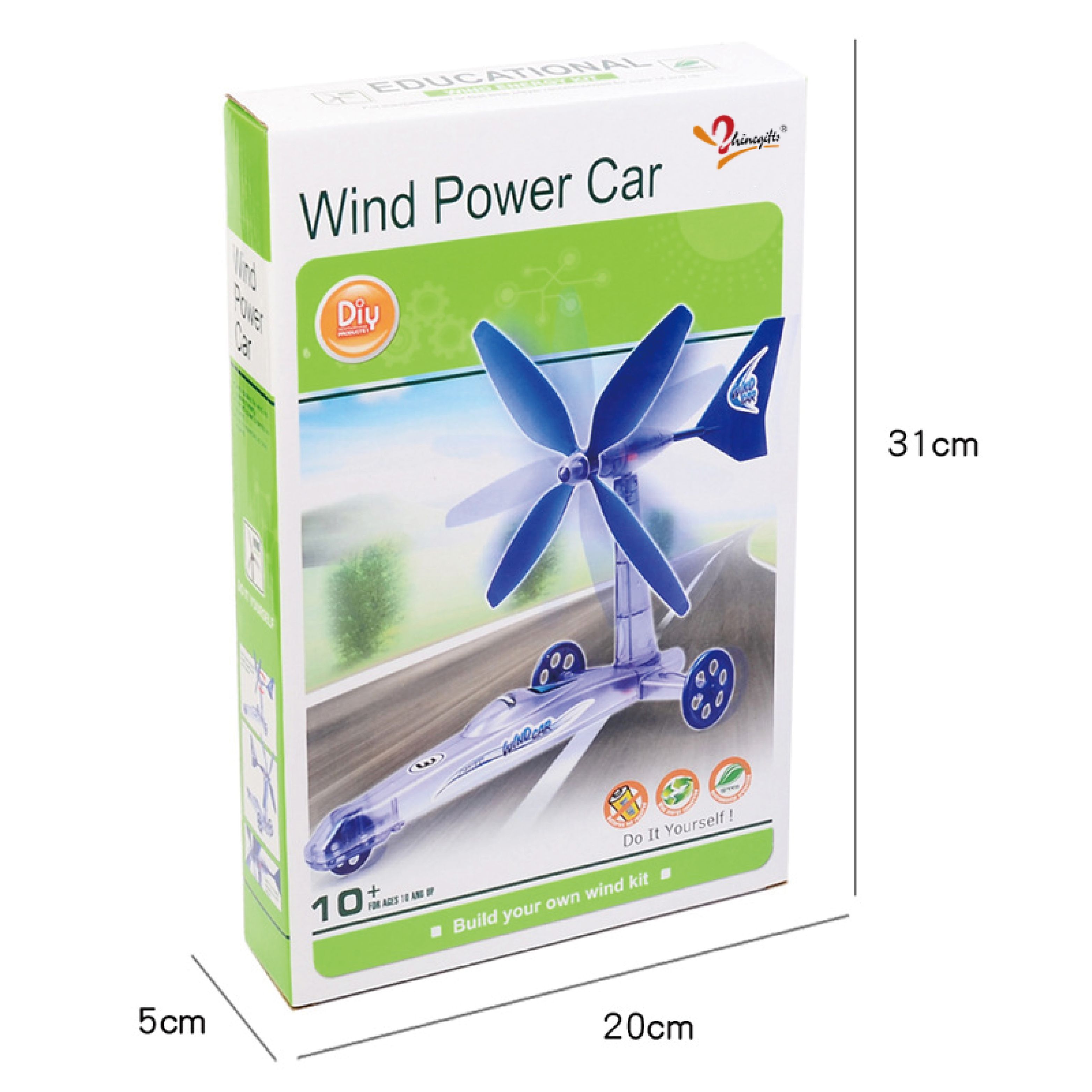 Green Sicence Wind Power Car DIY Educational Toy Car Model Kit Lab School Experiment Toys Kids Educational Science