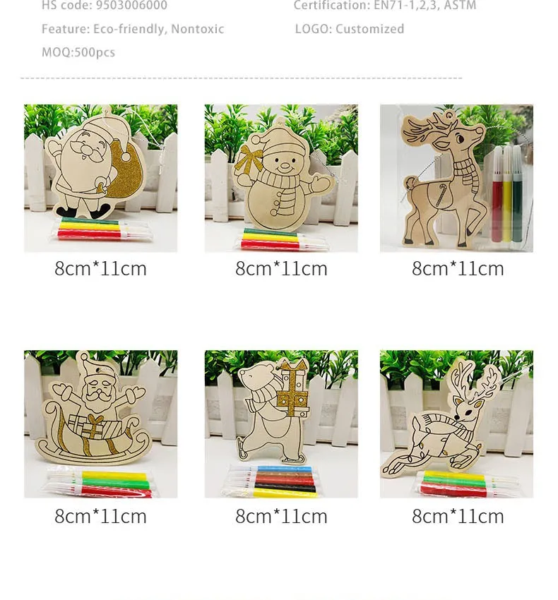 Rustic Wooden DIY Christmas Decoration Kit for Creative Painting