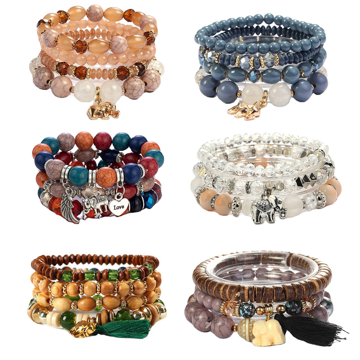 Fine Jewelry Bracelets &amp; Bangles Diy Making Kits Boho Elephant Custom Colorful Glass Beads Bracelet Set Couple Amour