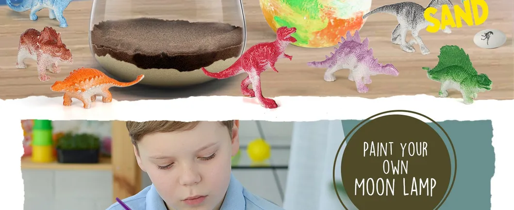 Kids DIY Dinosaur Terrarium Kit Moon Lamp Flower Pots