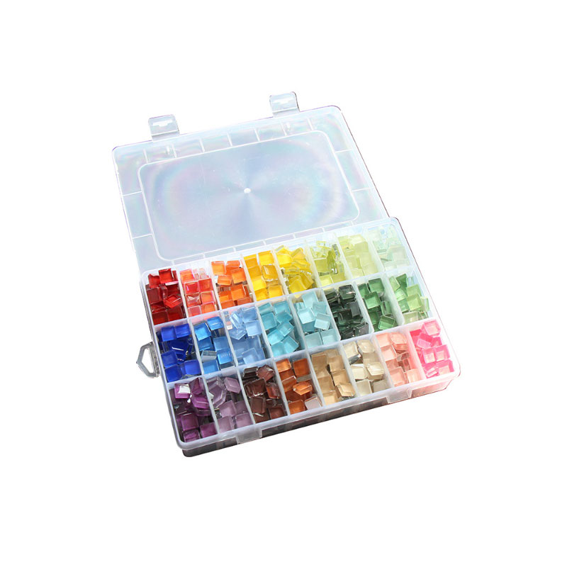 Geometric Glass Mosaic Tile Kits for School Creative Projects Assorted Colors DIY Crafting Pieces with Storage Case