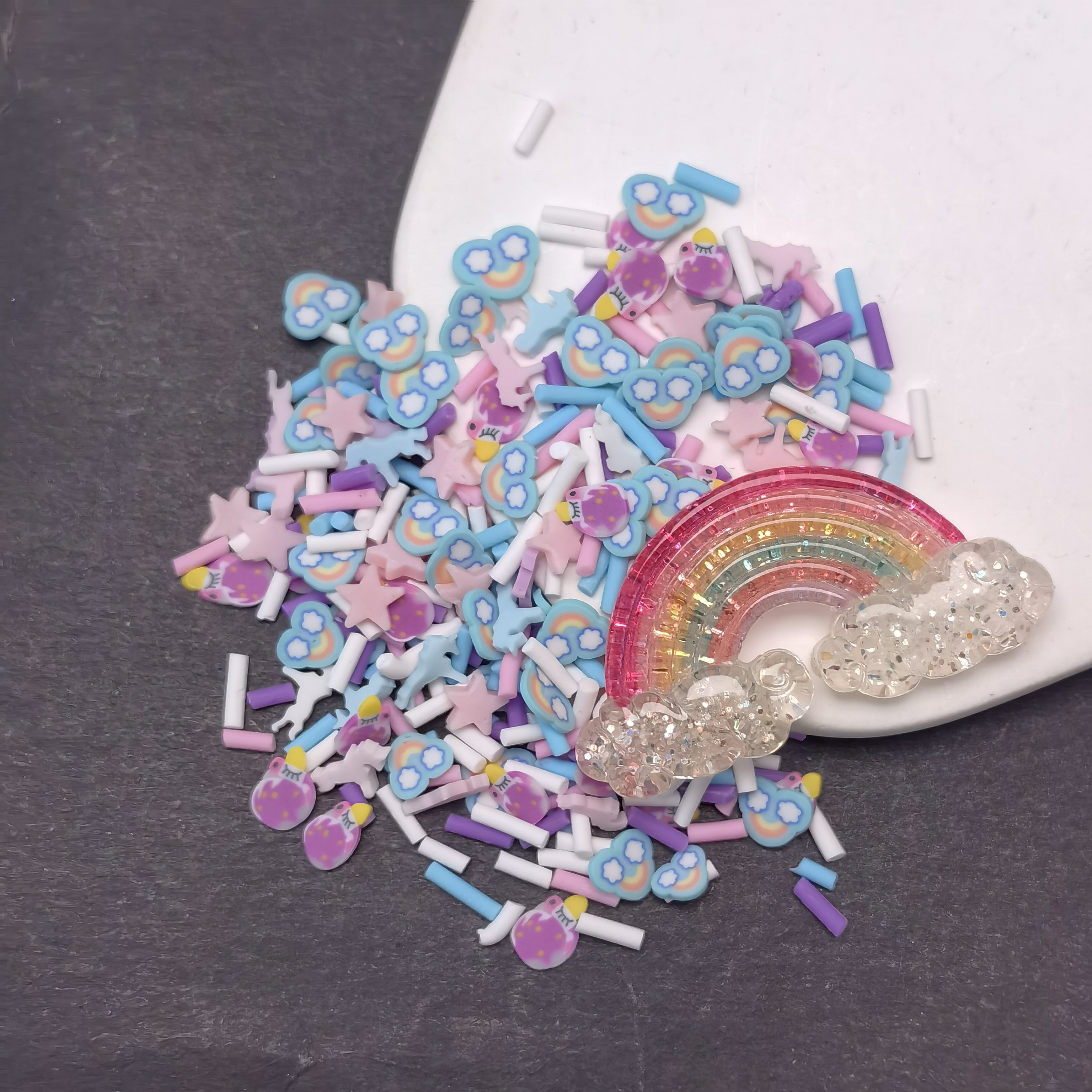30g ODM Rainbow Colorful Beads Soft Clay Sequins Slime Making Kits DIY Kids Crafts Polymer Clay Pieces Kids Toys