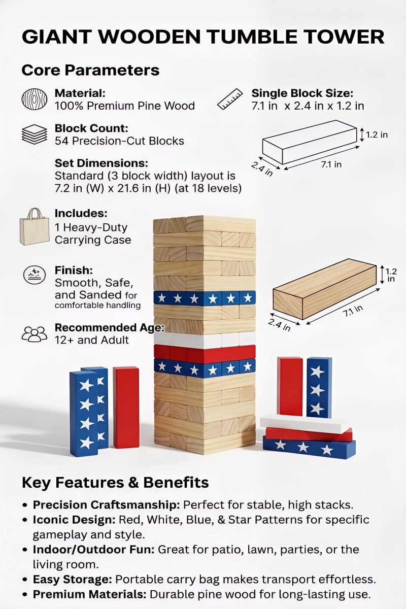 Wooden Tower Stacking Building Blocks