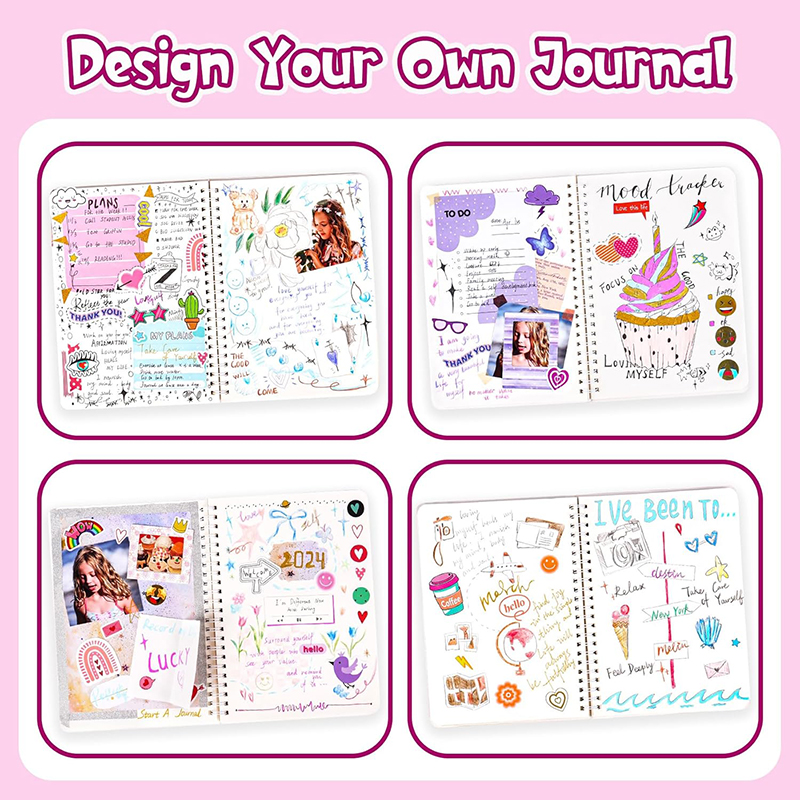 2026 DIY Journaling Book Kit Pink Handbook Diary Gift Box Scrapbook Sticker Children's Diary Set