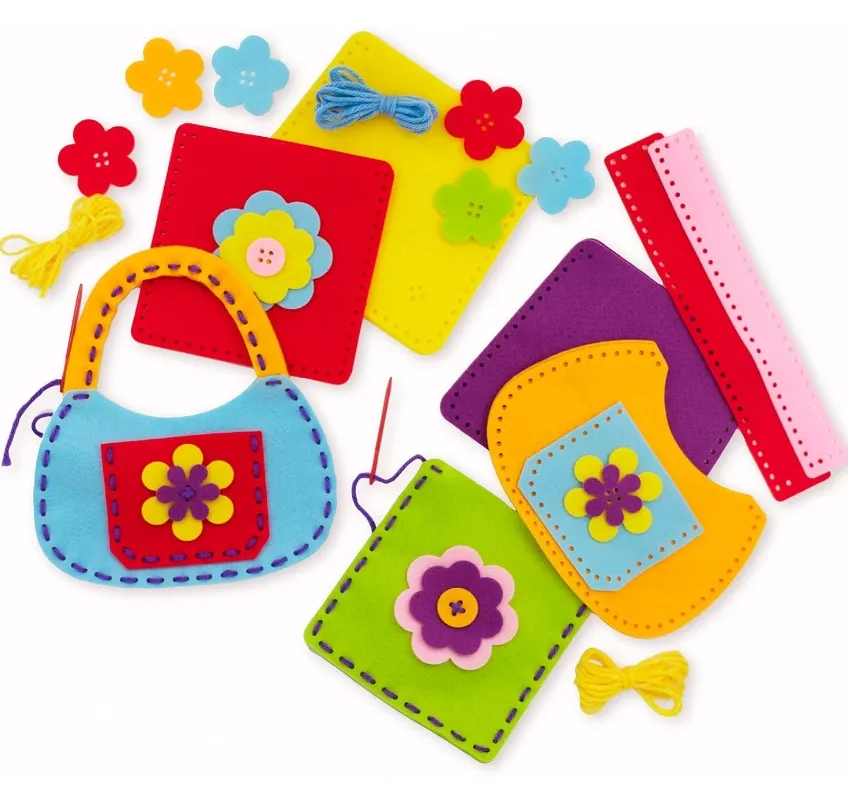 Soft Felt Kids Sewing Bags Purses Kit Felt DIY Crafts Girls Boys Educational Sewing Kids Art Craft Kits Beginners Kids Sewing