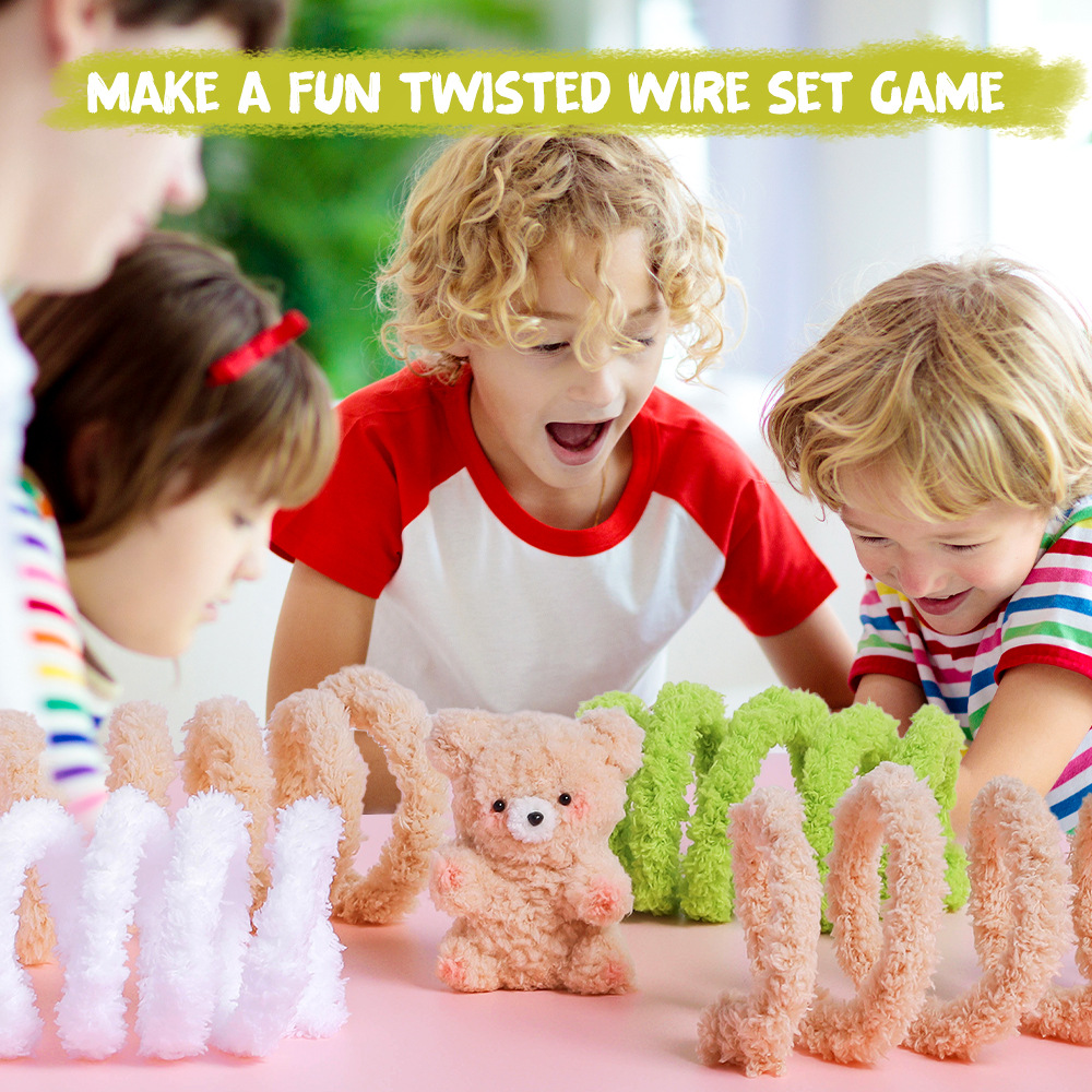 Exclusive New Handmade Cartoon Style DIY Soft Velvet Bear Pendant Set Educational Textile Fabric Crafts Kit Doll Twist Stick