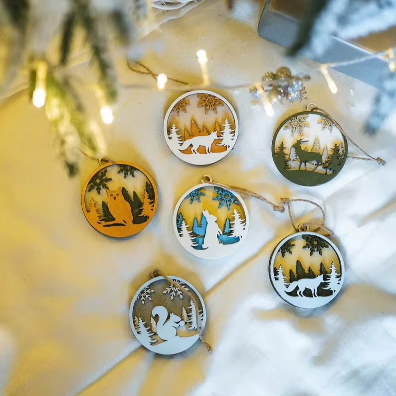 Hot Selling DIY Christmas Ornament Toddler Wood Toys DIY Colouring Kit for Christmas Wood Crafts Wooden Boxes Wall Signs