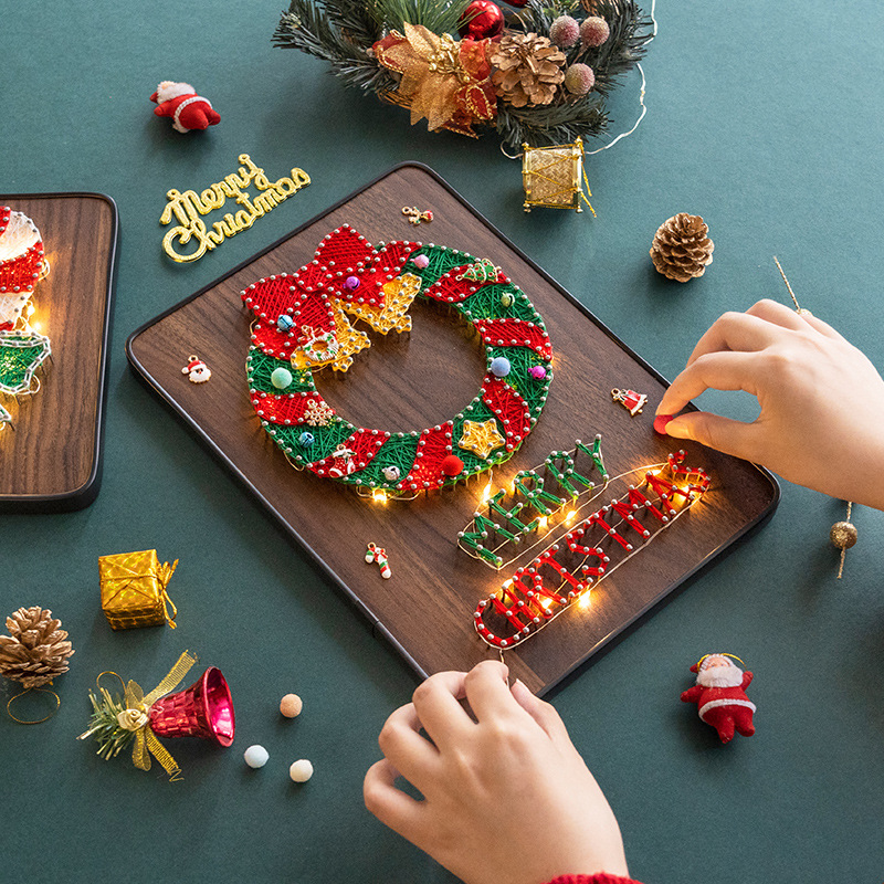 Custom Christmas Diy Toys Make Your Own String Art Kit Educational Arts and Crafts Kit Color for Kids and Adult