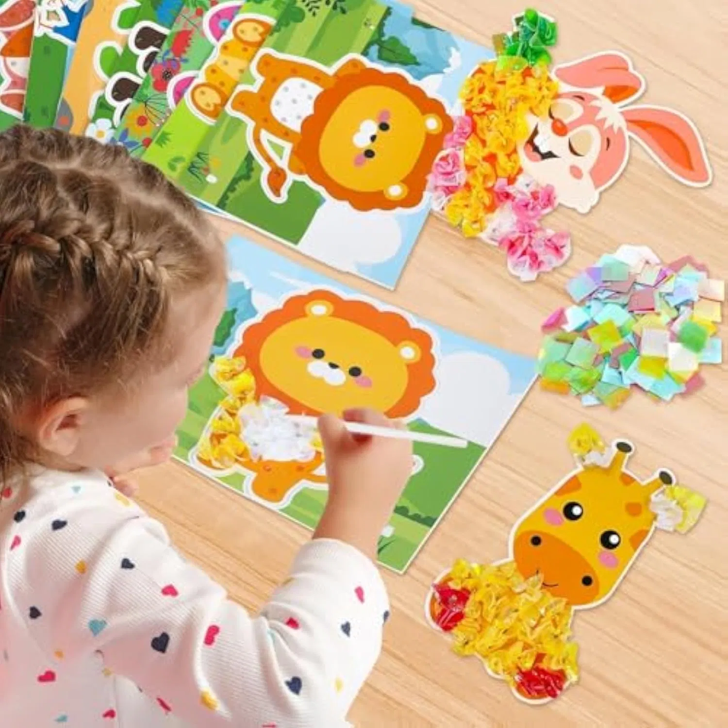 Poke-in Craft and Art Kit for Kids Animal Theme No-Mess Fabric Sewing Art