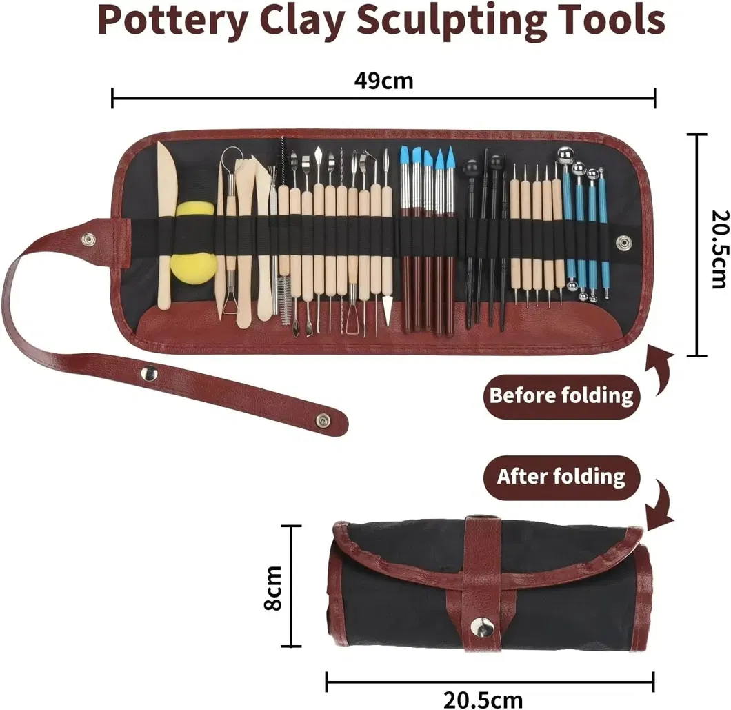 36PCS Pottery Clay Sculpting Tools Pottery Carving Tool Kit with Case Bag