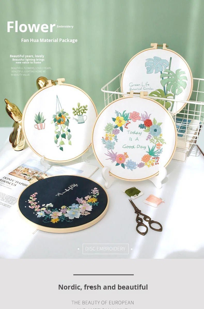 Diy Cross Stitch Hand Embroidery Kit Sets Flower for Beginner Handmade Linen Gift DIY Kit