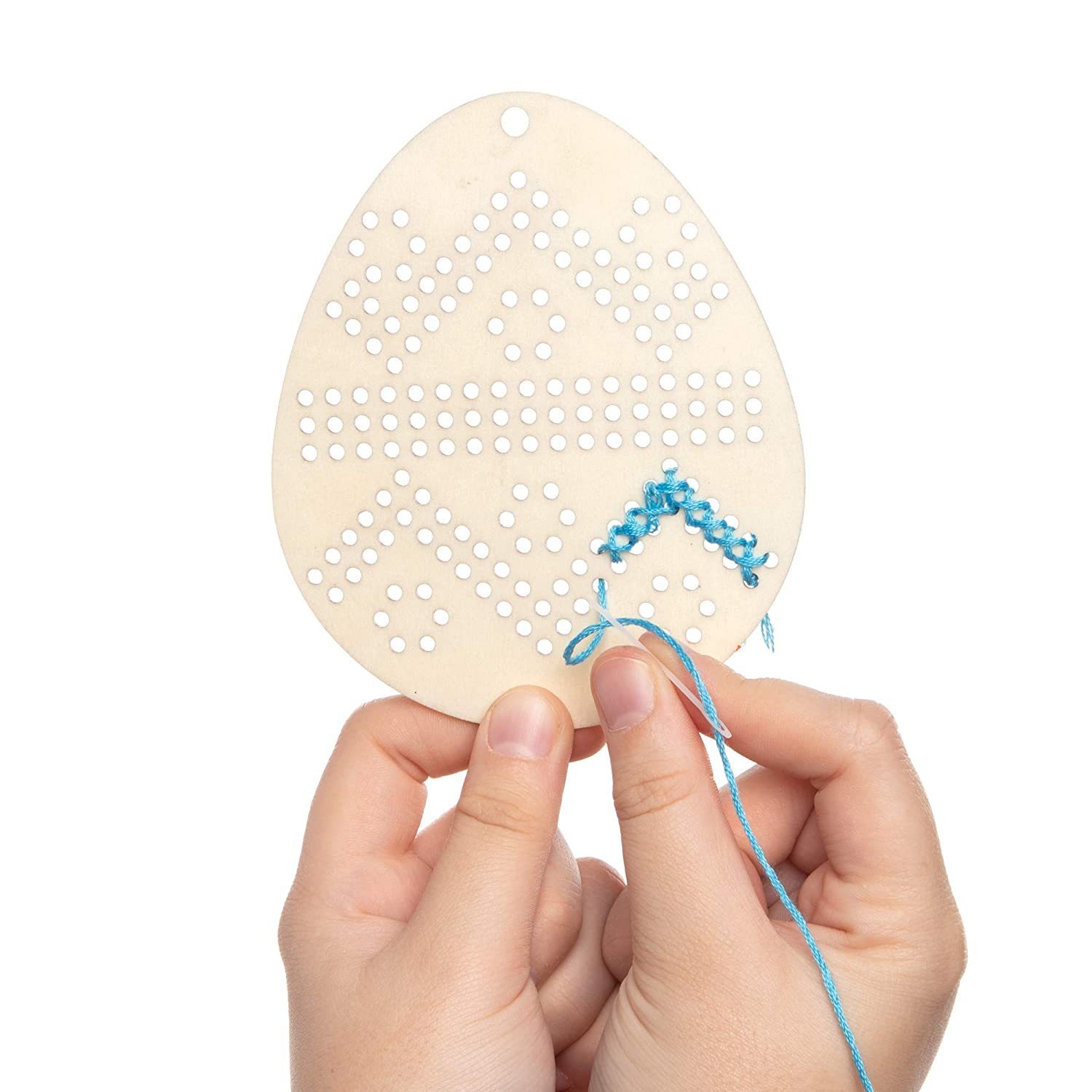 5pcs Embroidery Kit for Beginners Baker Ross Easter Wooden Decorations Wooden Cross Stitch Kits Wood Sewing Kit Arts