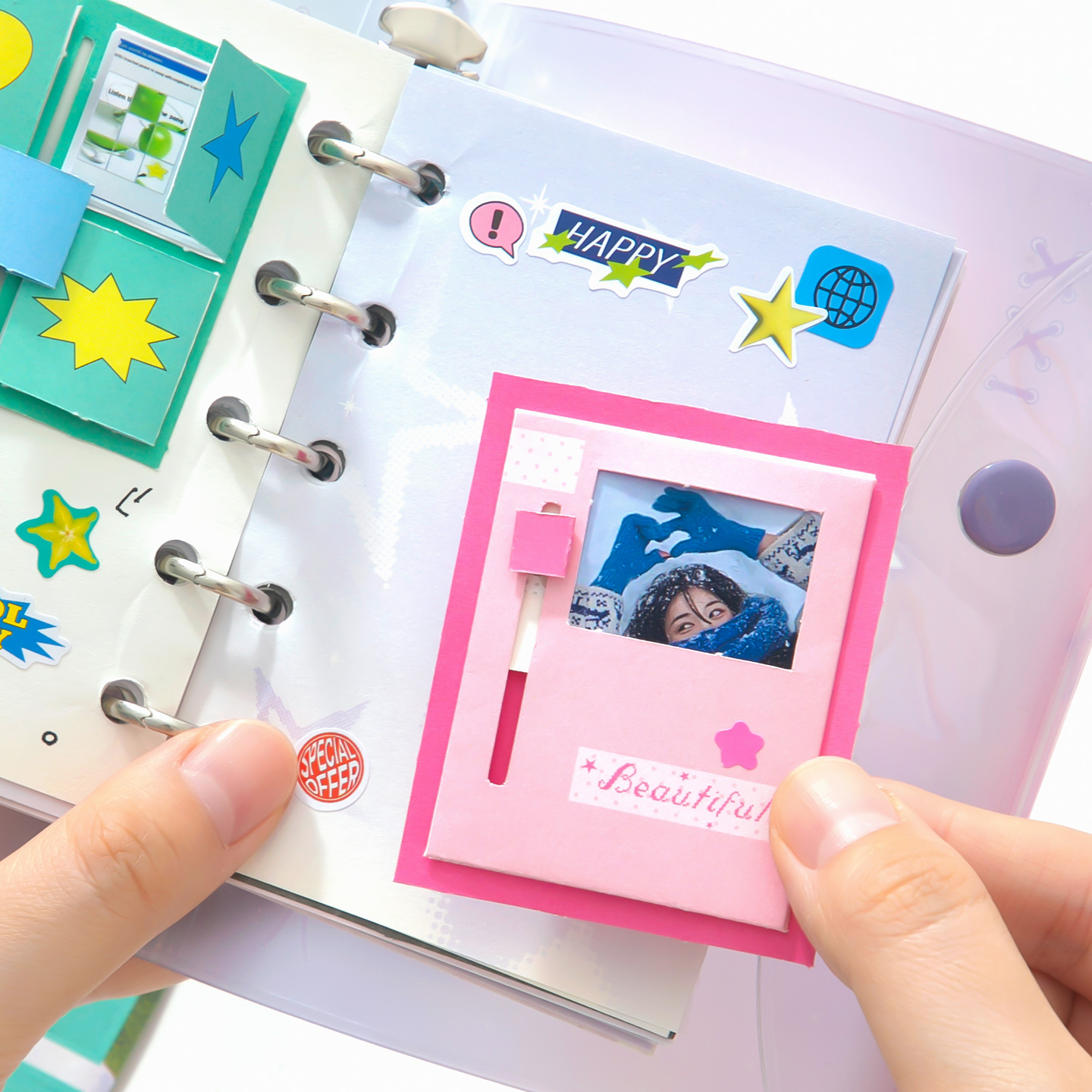 Simno M5 Mini Mechanism Craft Kit DIY Scrapbooking Material Pack, with Envelopes Stickers and Decorative Papers
