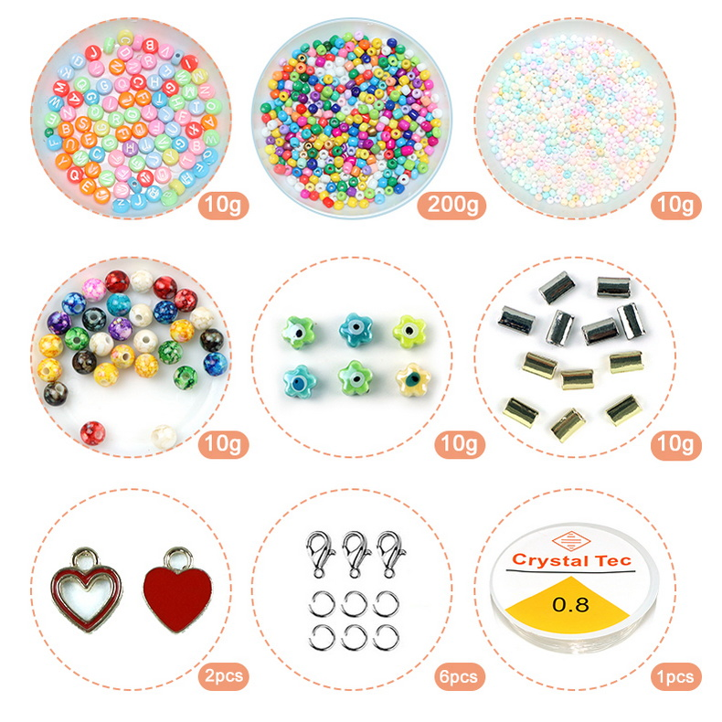 Handmade Polymer Clay Acrylic Plastic Beads DIY Bead Kit Bracelet Kids Jewelry Making Toys Kit