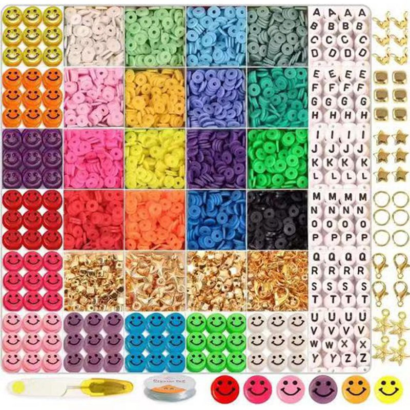 Clay Polymer Beads Flat Round Spacer Heishi Craft Kit