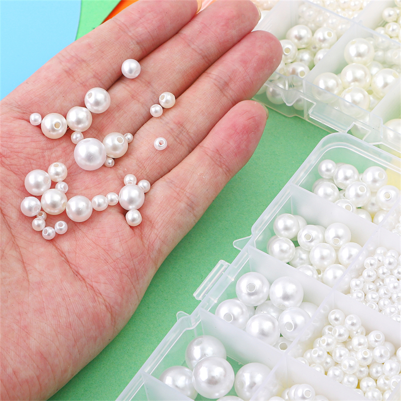 800Pcs Mix Size ABS Pearl Beads Set Craft Kit Set With Box for DIY Jewelry Necklace Bracelet Earring Making Kit
