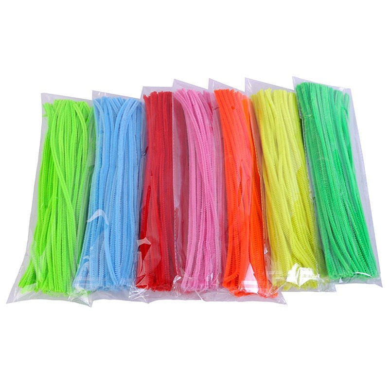 Preschool Educational Craft Kits DIY Assorted Colorful Chenille Stems Pipe Cleaners Fuzzy Sticks 100PCS a Pack