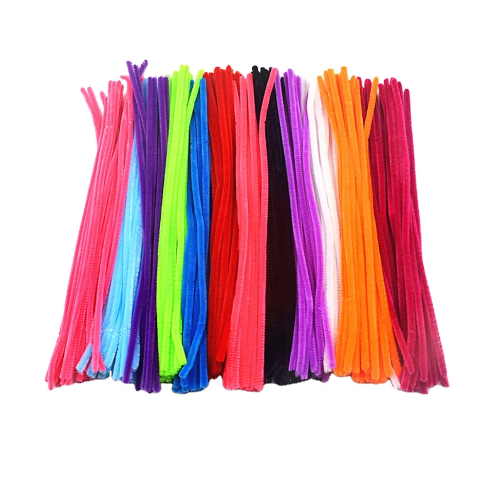Optional Colorful Chenille Stem Custom Assorted Pom Poms Ecofriendly Handmade Folk Art Animal Pattern Kids DIY Kit Art Craft