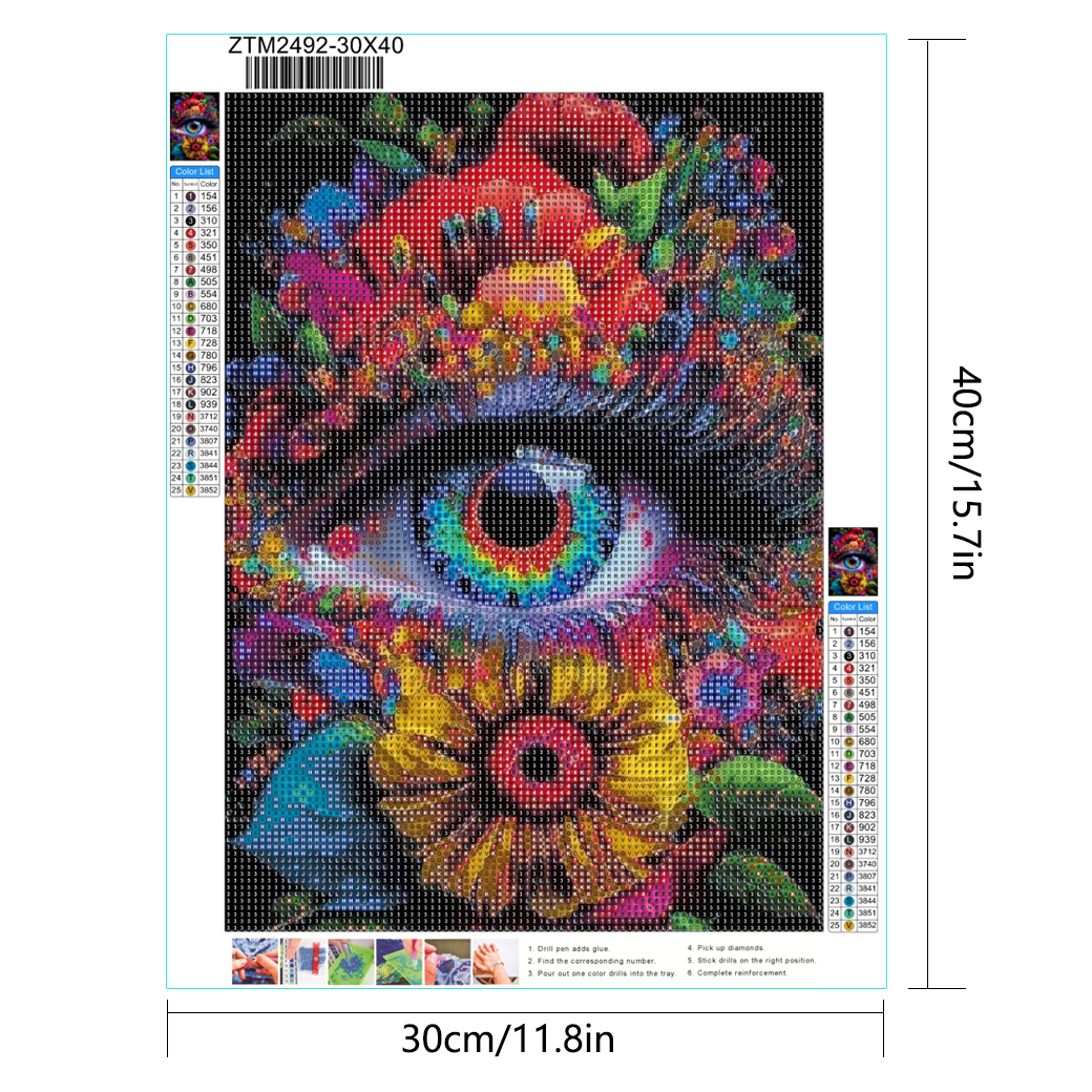 DIY Custom 30*40 5D Diamond Painting Kits butterfly Flower Eyes Mosaic Art Wonderful House Painting Printed Acrylic Materials