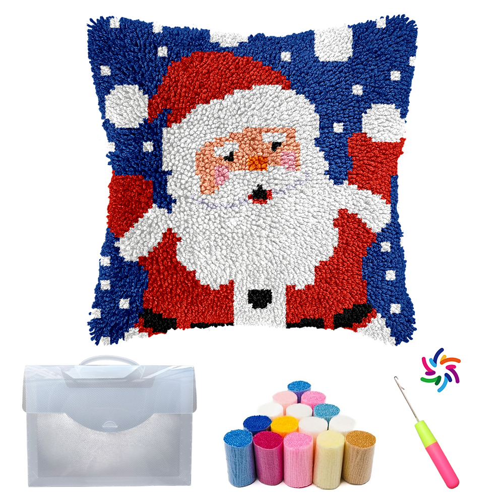 Christmas Snowman DIY Latch Hook Pillow Kit Handcrafted Home Decor Yarn Decoration Craft Gift Material Package Kits