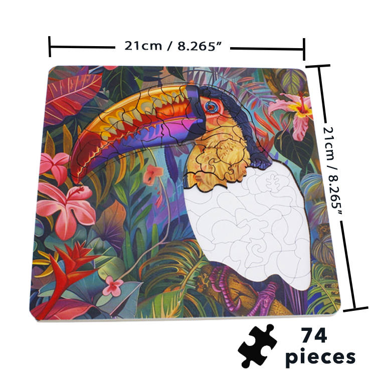 Wooden Animal Unique Puzzle-Toucan 51~100 Pieces DIY Toy Craft Kit for 5-7 Years Old