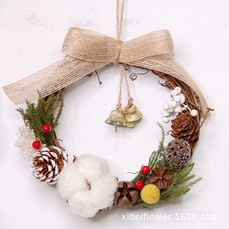 JQ Christmas Rattan Wreath DIY Craft Kit Handmade Indoor for Kindergarten &amp; Home Decoration