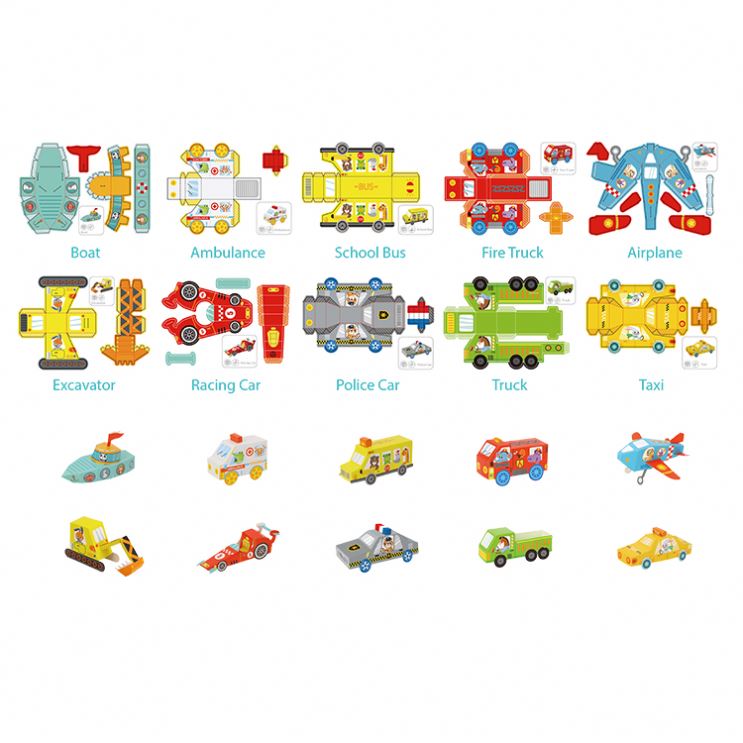 3D Origami Paper Kit Transportation Handmade Paper Craft Kit Arts and Craft Educational Toys for Kids Design Creative Develop