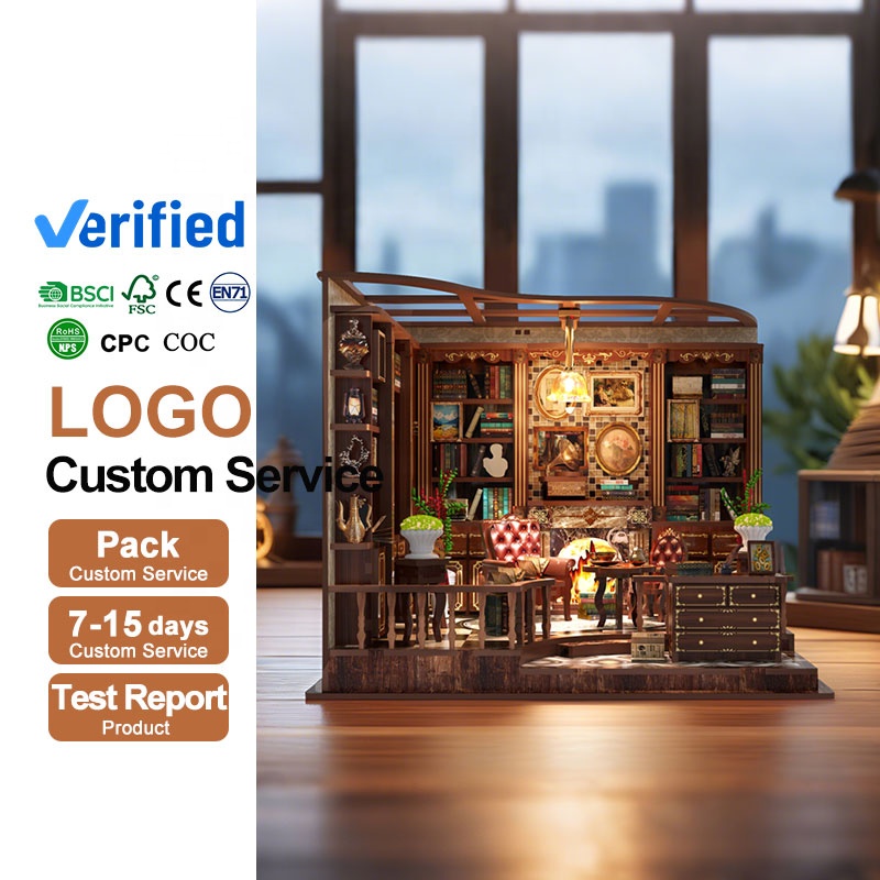 Custom Miniature Diy House Kit Assembled Puzzle DIY Model Diy Miniature Wooden House for Educational Toy