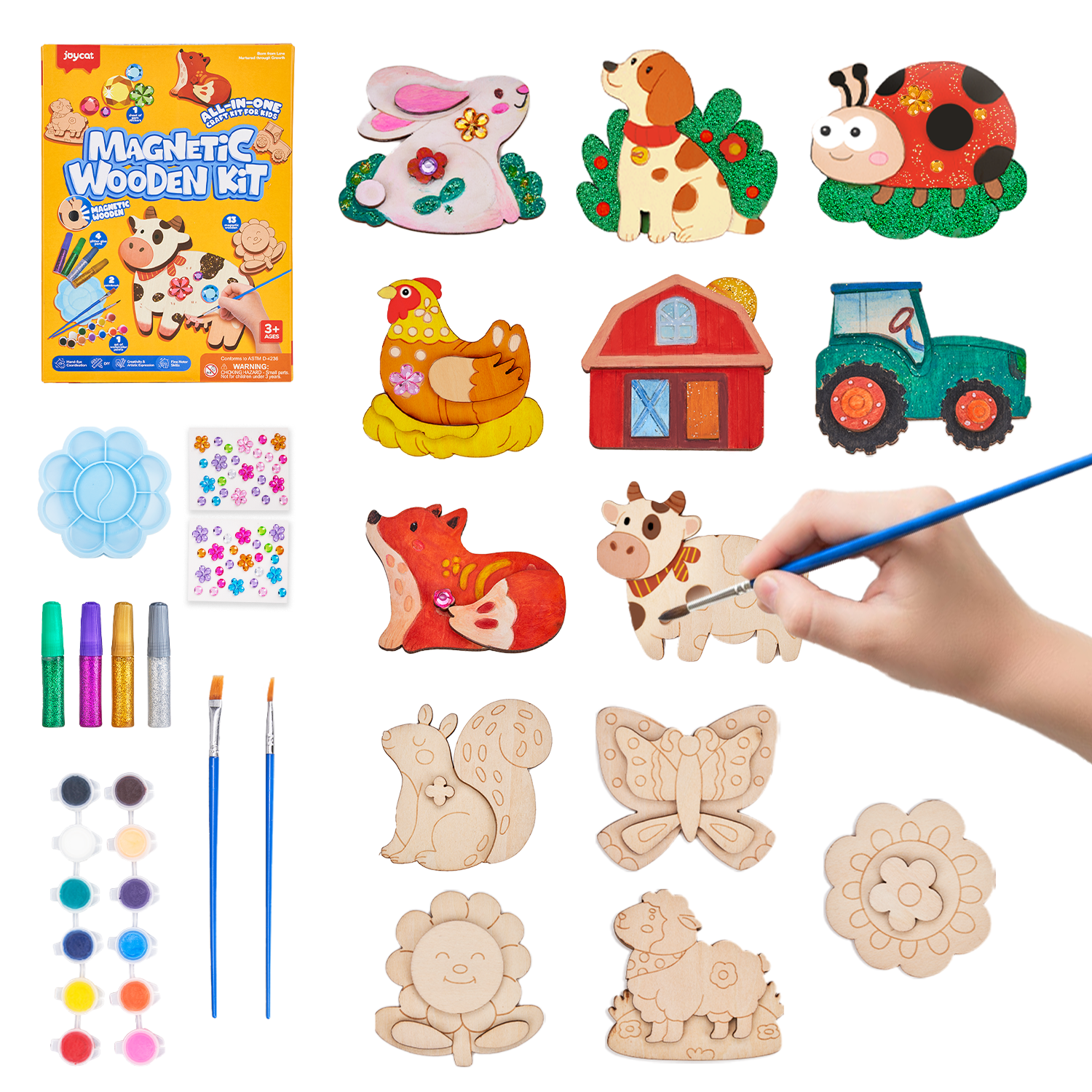 Joycat Educational Toys Wooden Art Craft Supplies Painting Kit DIY Wooden Magnet for Boys Girls Easter Crafts Gifts Toys Goodie