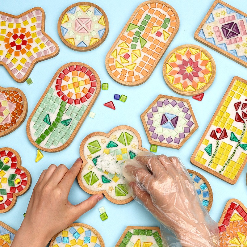 2024 Popular Handmade DIY Mosaic Wood Bamboo Coaster Kit for Home Decor Birthday Gift Adults Crafts