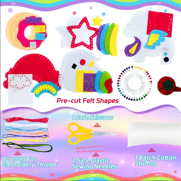 2025 New Style Cute Unicorn Sewing Kit Felt Sewing Toy Set for Kids Creative DIY Craft