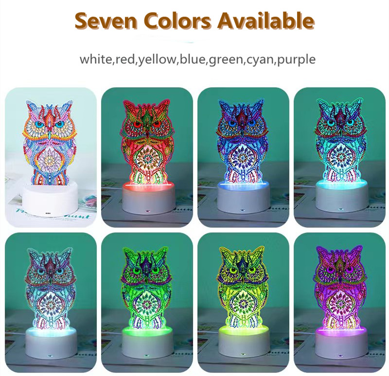 R-DP01-40 7-Color LED Lamp Cross Embroidery Mosaic Kit for DIY Diamond Painting Night Light Special Shape for Party Decorations