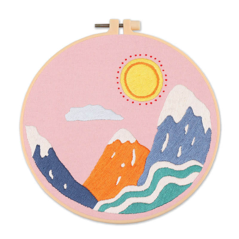 Sunset Scenery DIY Adult Beginner Cross Stitch Kit-Landscape Embroidery Art Craft Sewing &amp; Weaving Toys Starter Kit