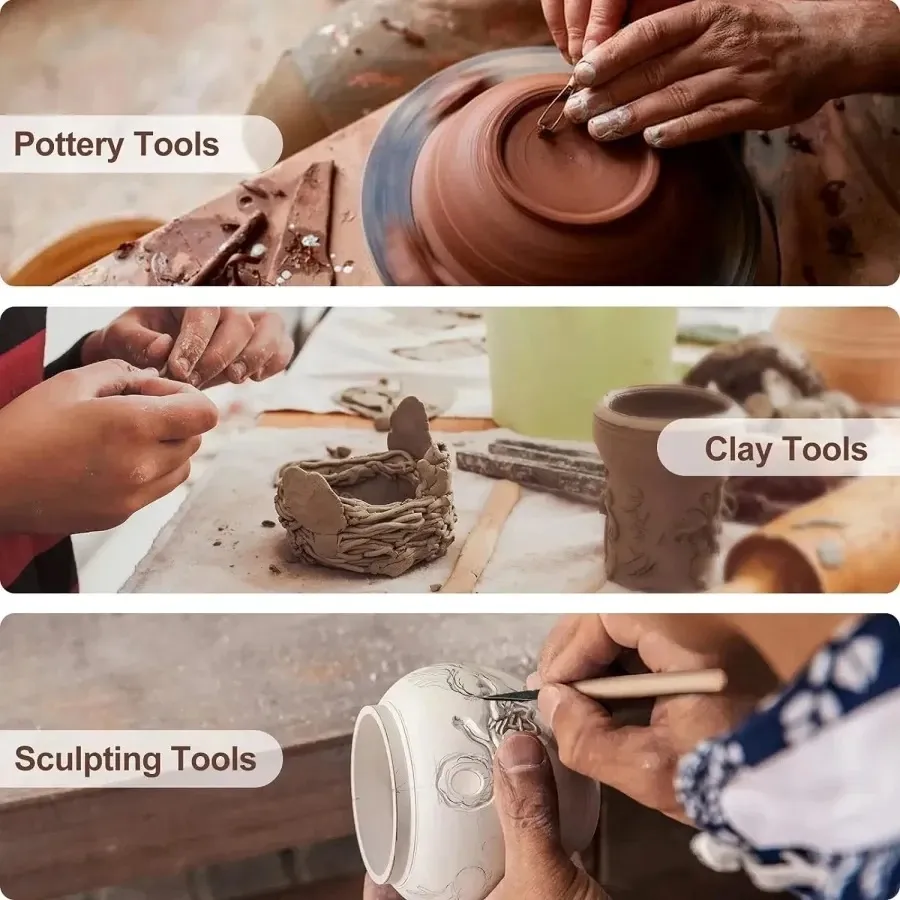36PCS Pottery Clay Sculpting Tools Pottery Carving Tool Kit with Case Bag