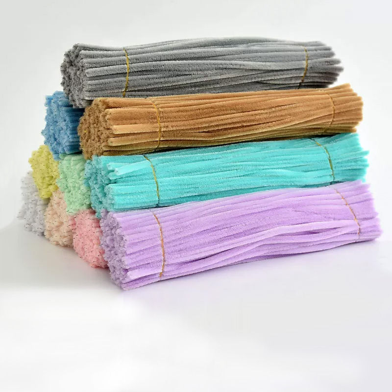 100pcs Multi-Color Chenille Stems Craft Supplies White Soft Pink Pipe Cleaners Roll Educational Toys Chenille Craft Kits